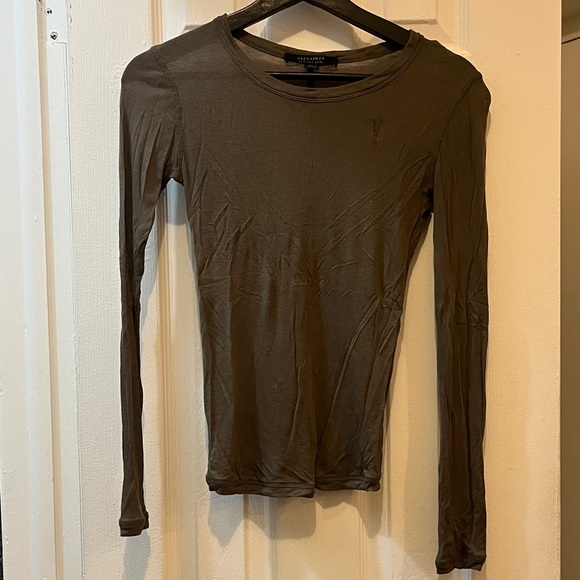 All Saints Tops - All Saints Olive Long Sleeve Top